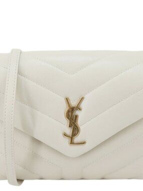 Yves Saint Laurent  Loulou Quilted Calfskin Leather Shoulder Bag Beige